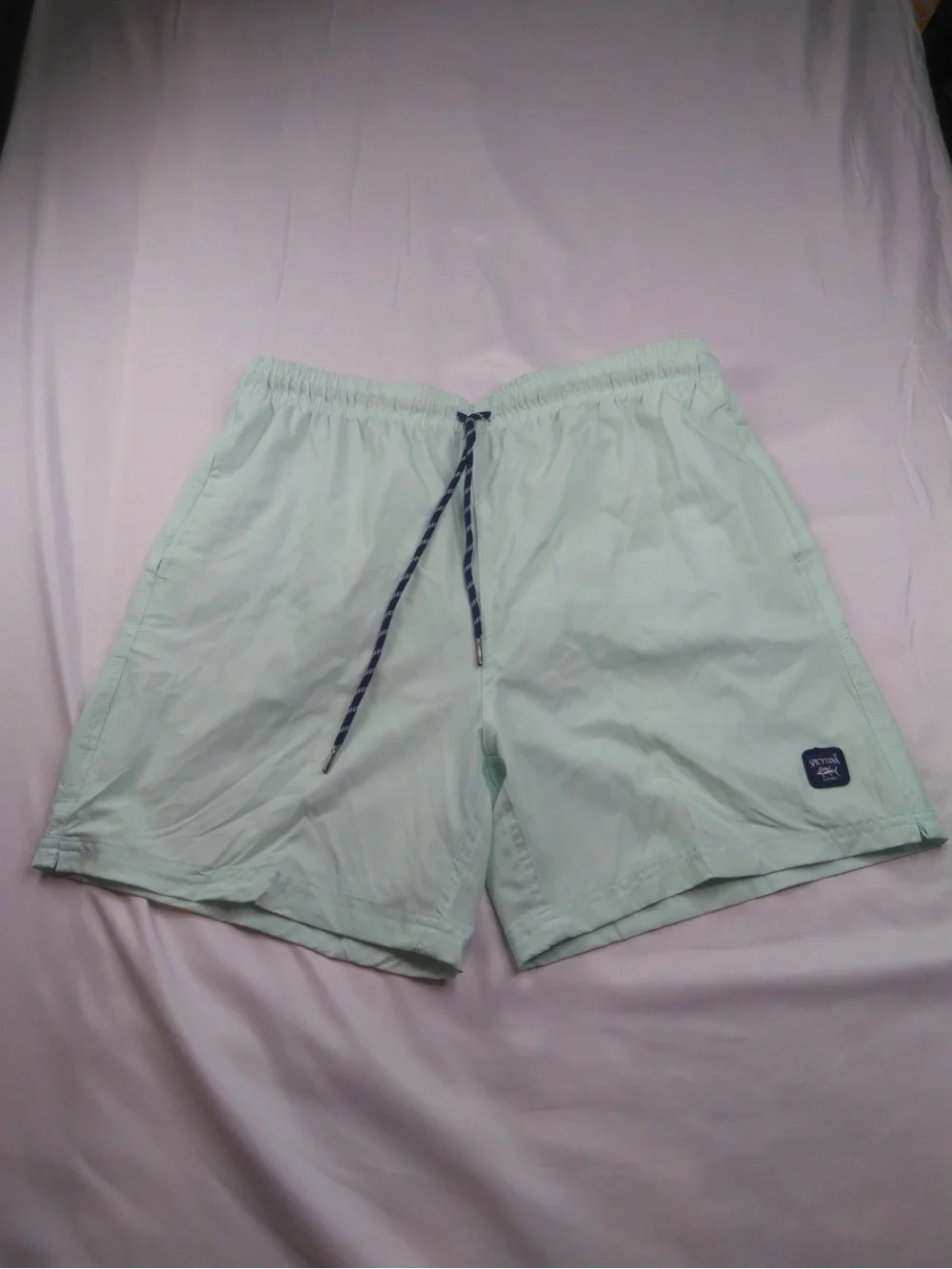 Spicy Tuna Men’s Swim Trunks Large Mint Green Drawstring Board Shorts